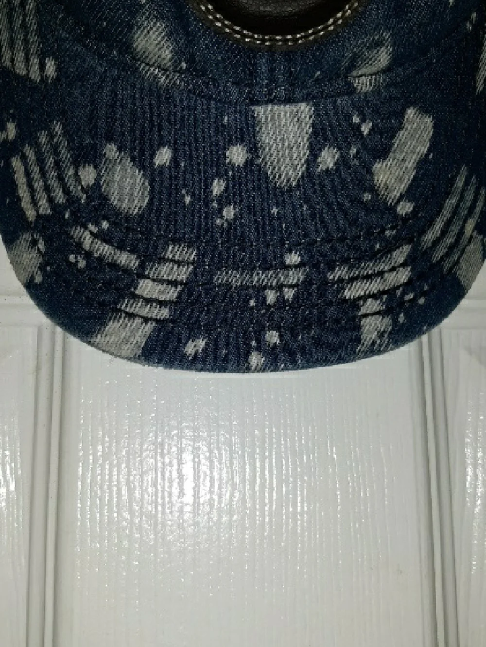 True Religion Logo Distressed/Spotted Blue Denim Hat